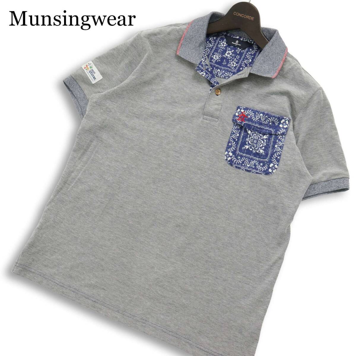 Munsingwear × reyn spooner マンシングウェア レインスプーナー オリジナルラハイナ 半袖 ポロシャツ Sz.M メンズ ゴルフ