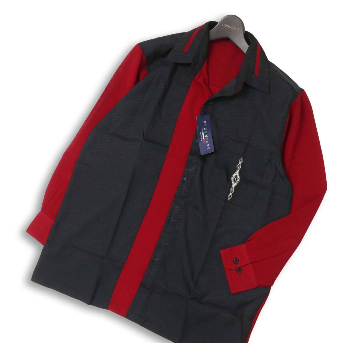 【新品 未使用】 REDENTORE レデントーレ 春夏★ 長袖 切替 ストライプ シャツ Sz.M メンズ