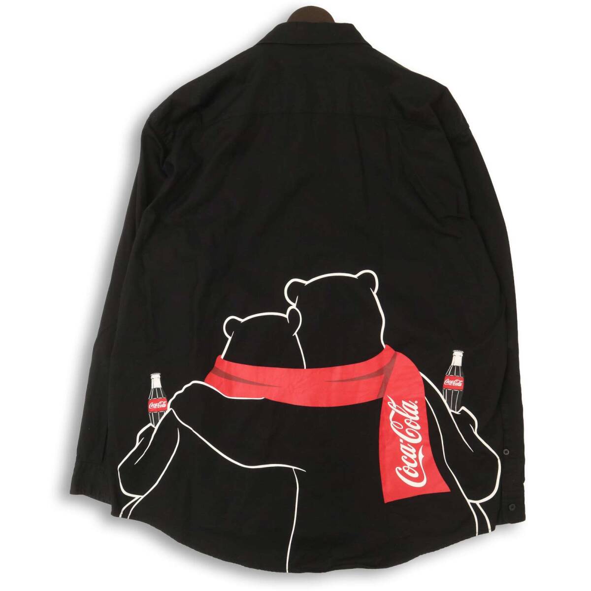 graniph × Coca Cola グラニフ コカ・コーラ★ 長袖 シロクマ刺繍 プリント ルーズフィット シャツ Sz.L メンズ 黒