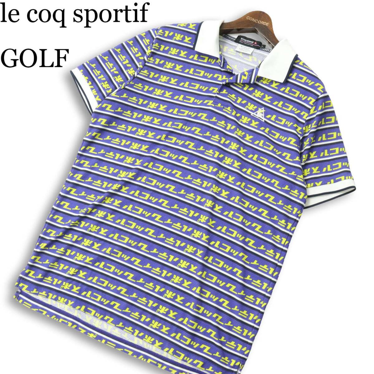 le coq sportif GOLF ルコック スポルティフ ゴルフ 春夏★ 半袖 ロゴ ボーダー ポロシャツ 大きいサイズ Sz.LL メンズ