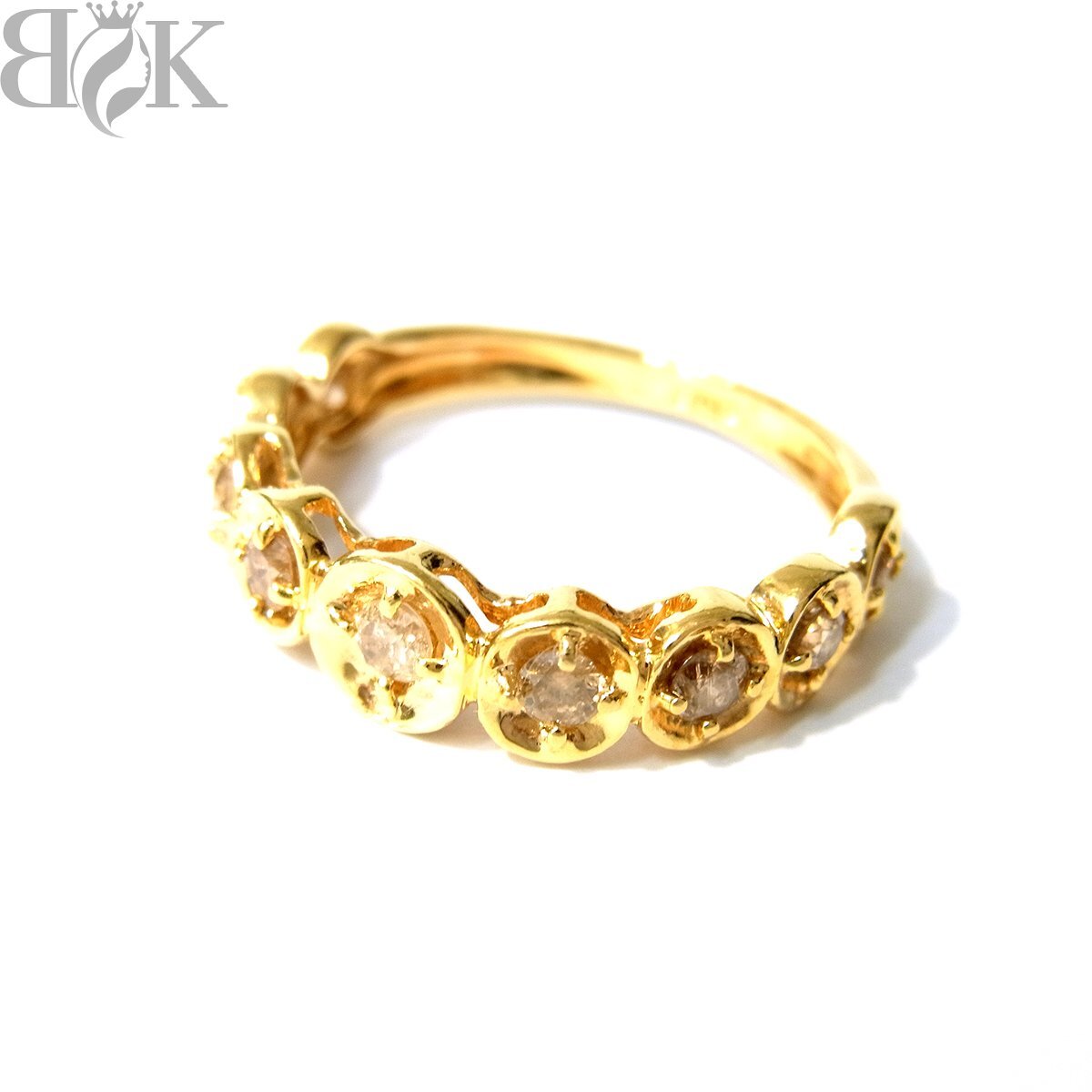 美品 K18 9P ダイヤリング 指輪 イエローゴールド 約10号 0.5ct 総重量約2.2g 超音波洗浄済み 〓