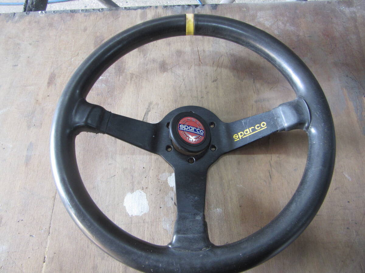 当時物　スパルコ　Sparco ディープコーン ステアリングング ハンドル BK　03-95　JDM