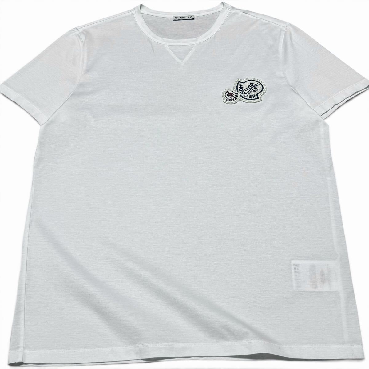 大人気モデル/L相当●MONCLER モンクレール マグリア ダブルロゴワッペン 半袖 クルーネック Tシャツ ホワイト 白 春夏 メンズ 国内正規品