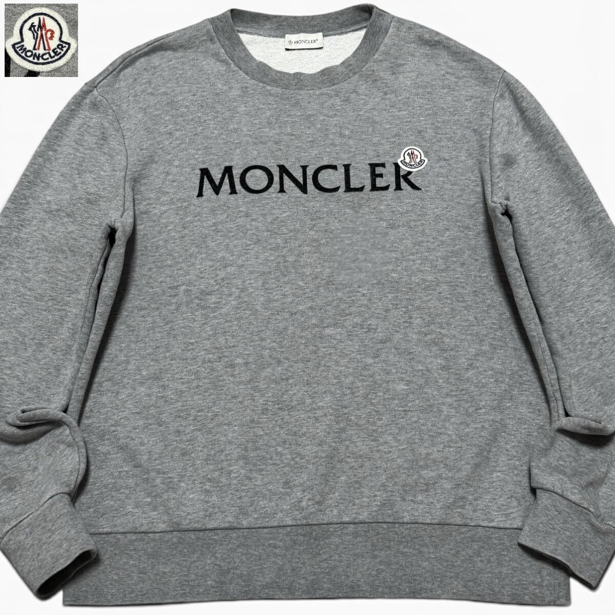 極美品/Lサイズ●MONCLER モンクレール マグリア MAGLIA GIROCOLLO レタリングロゴ スウェット トレーナー ロゴワッペン グレー 正規品