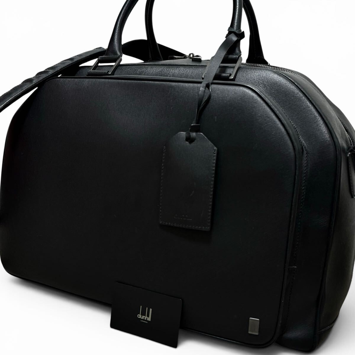 極美品 激レア！ダンヒル dunhill イタリア製 最高級サフィアーノレザー 2WAY ボストンバッグ ビジネス ショルダー 大容量 ロゴ金具 本革 