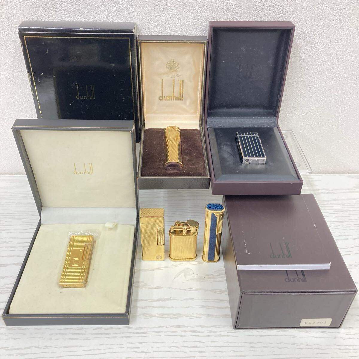 【AD2643-h】ライター dunhill 6点 まとめ ダンヒル　ブラック ストライプ スリム ローラーガス dロゴ ユニーク ドレスラピスラッカー