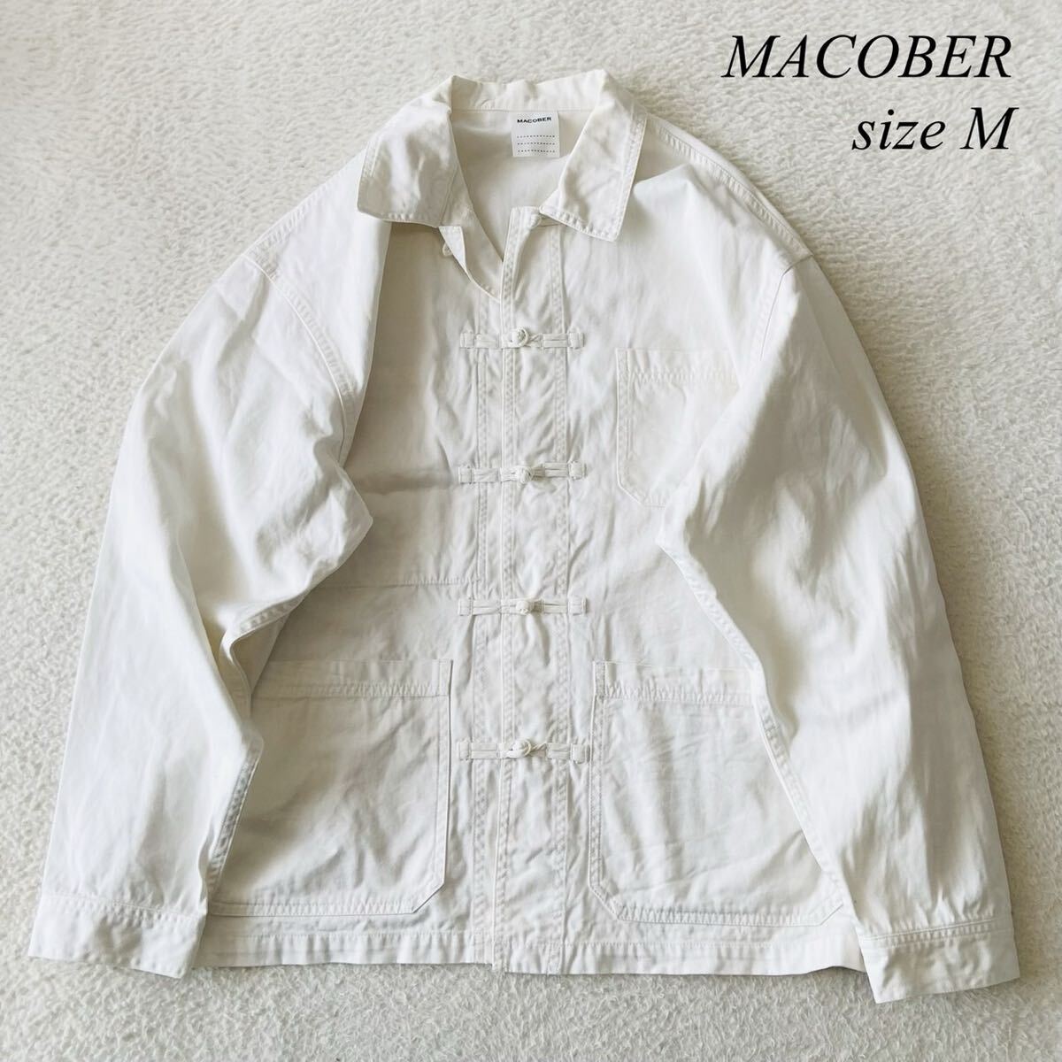 【MACOBER/マコバー】極上襟付きコットンジャケット/羽織り/ホワイト/無地/M表記/衝撃プライス！シンプルベーシックマストバイ！K64