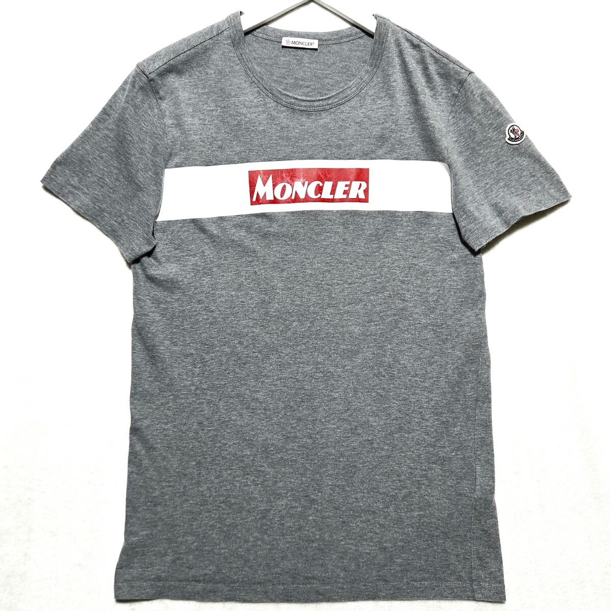 美品 ■MONCLER MAGLIA T-SHIRT クルーネック Tシャツ 半袖 カットソー トップス ロゴワッペン コットン ストレッチ モンクレール マグリア