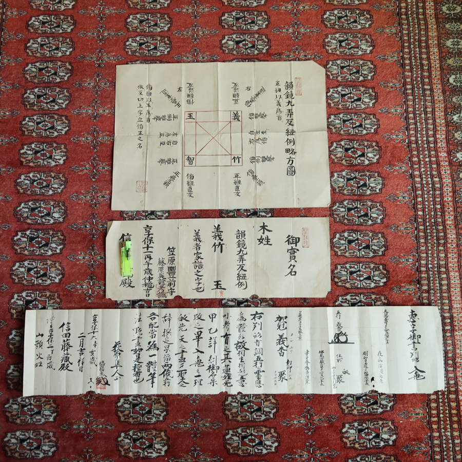 江戸期　韻鏡九弄反紐例略方図　古文書 3点　音韻図 検) 韻鏡九弄極秘伝指南抄 九弄反紐相傳和解 仏像密教神道修験道 陰陽 風水 和本護符
