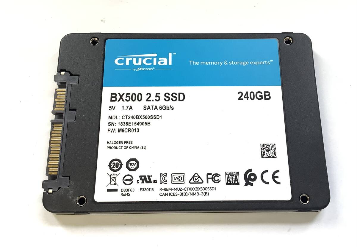 S8051436 Crucial SATA 240GB 2.5インチ SSD 1点【中古動作品】080622