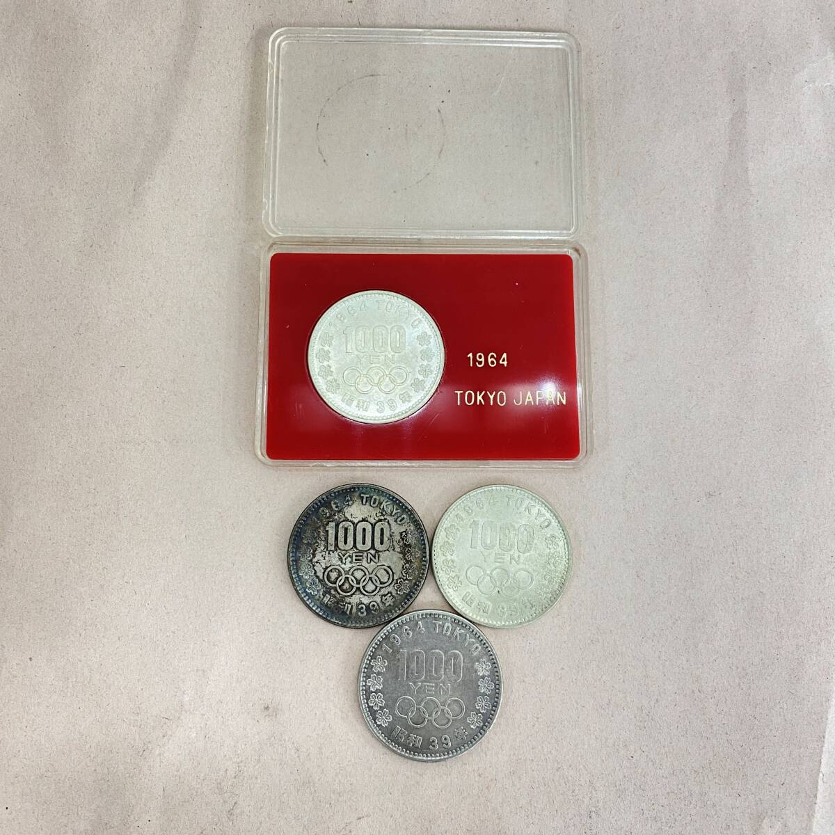 『TJ9』銀貨　総額面￥4.000-　東京オリンピック1000円銀貨　昭和39年　1964年　一部ケース付き　記念硬貨　コレクターズ品　現状品