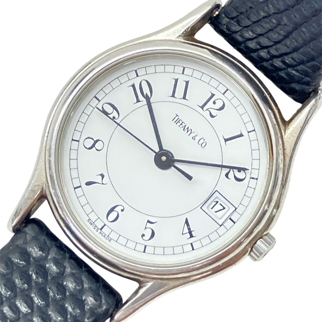 A102-O64-1392◎ TIFFANY&Co. ティファニー レディース腕時計 CLASSIC クラシック QUARTZ クォーツ ラウンド デイト SS ホワイト文字盤 KA