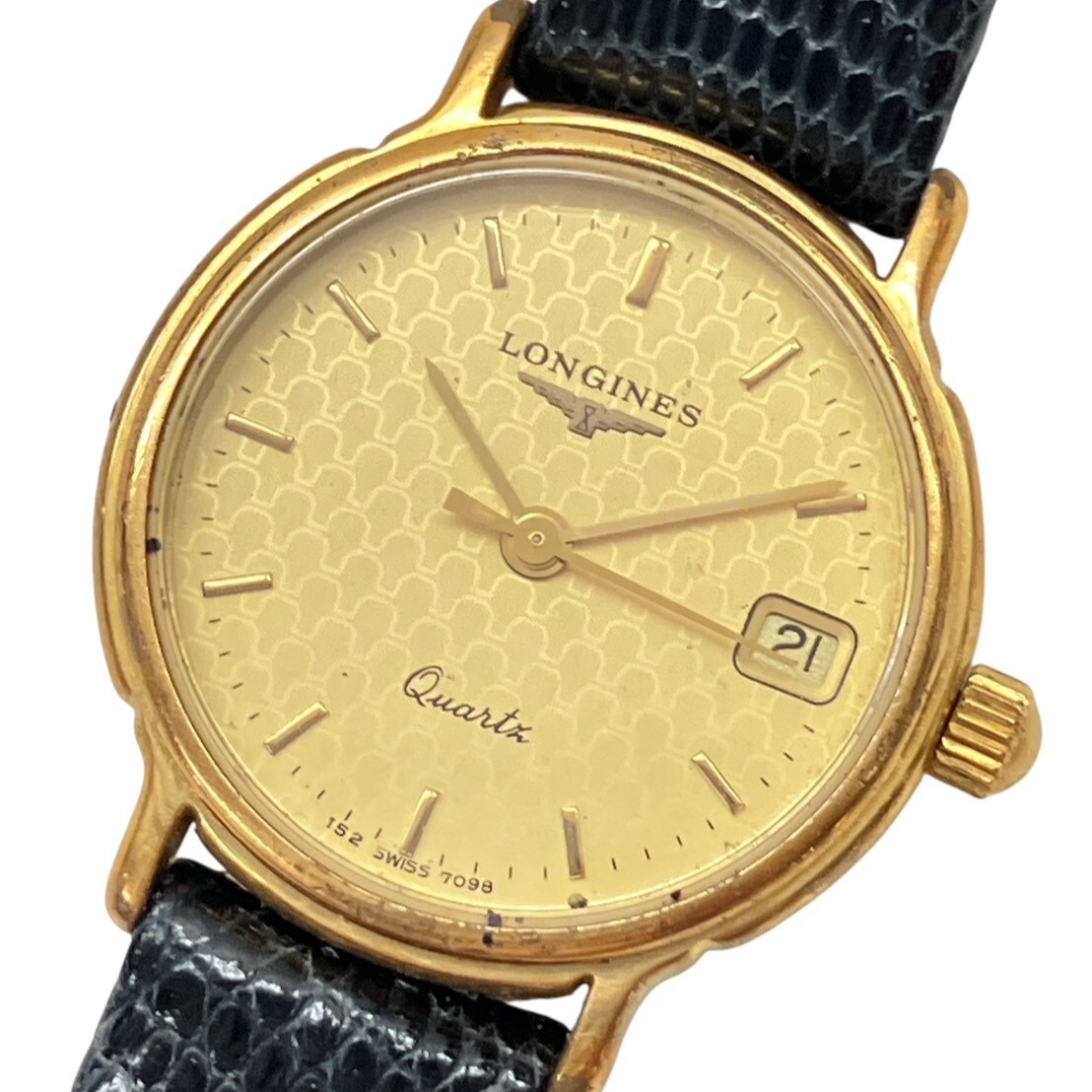 A103-C4-4647◎ LONGINES ロンジン レディース腕時計 グランドクラシック 152 SWISS 7098 QUARTZ ラウンド デイト ゴールド文字盤 KA