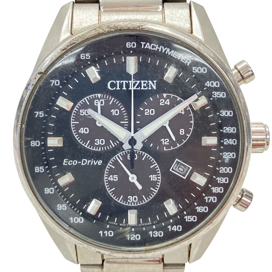 A110-Z22-1415◎ CITIZEN シチズン メンズ腕時計 Eco-Drive H500-S111064 電波ソーラー ラウンド デイト クロノグラフ 稼働 KA