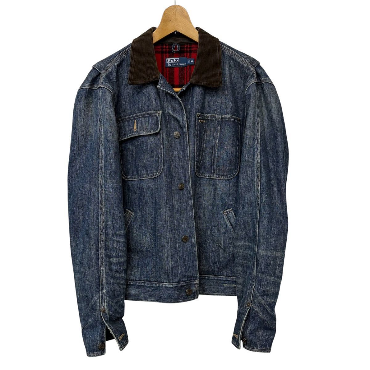 A254-HR5-533 Polo by Ralph Lauren ポロラルフローレン アパレル メンズ デニムジャケット XLサイズ 襟コーデュロイ ヴィンテージ加工 KA