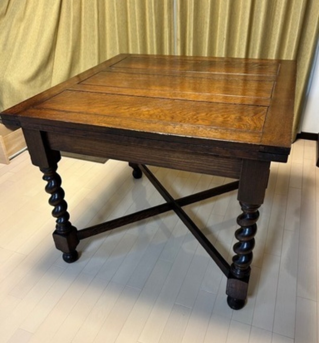 Drawleaf Tableドローリーフテーブル　伸長式ダイニングテーブル　ドローリーフテーブル　イギリスアンティーク　送料12000円 東京池袋