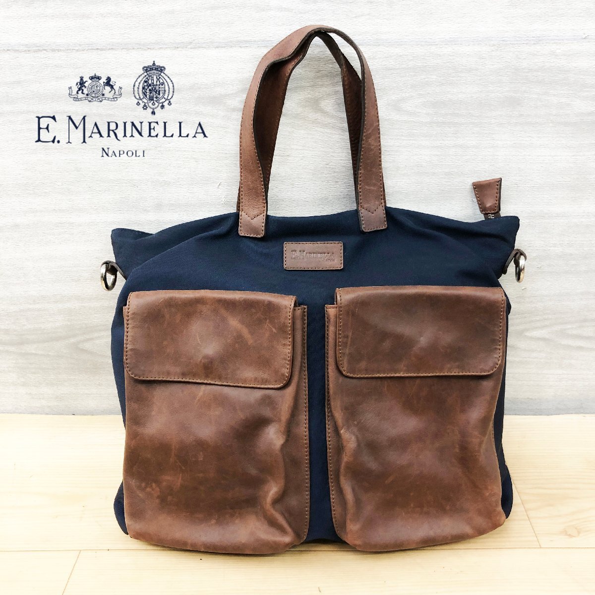 E.MARINELLA ナポリ ＜レザーⅹナイロントートバッグ＞MC0131c