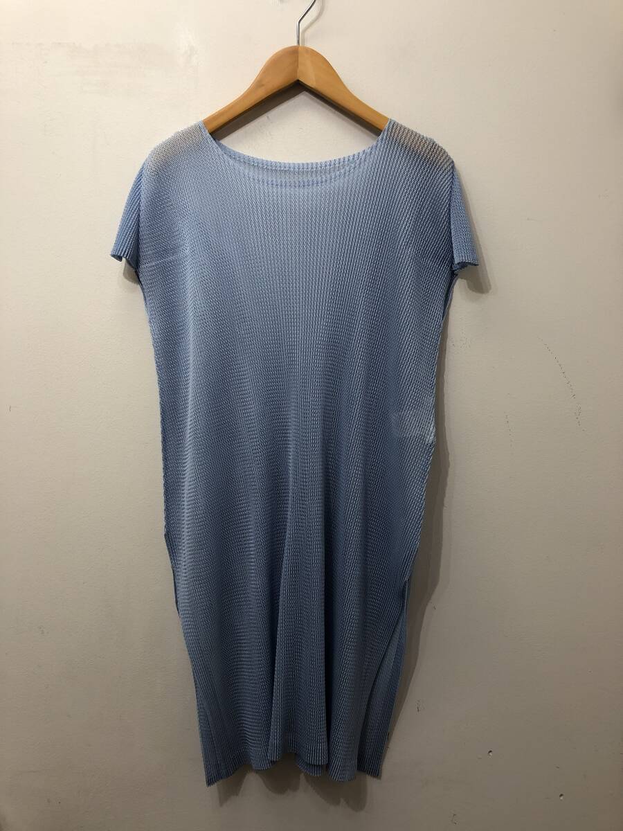 270☆PLEATS PLEASE プリーツプリーズ☆イッセイミヤケ☆メッシュ チュニック【３】水色