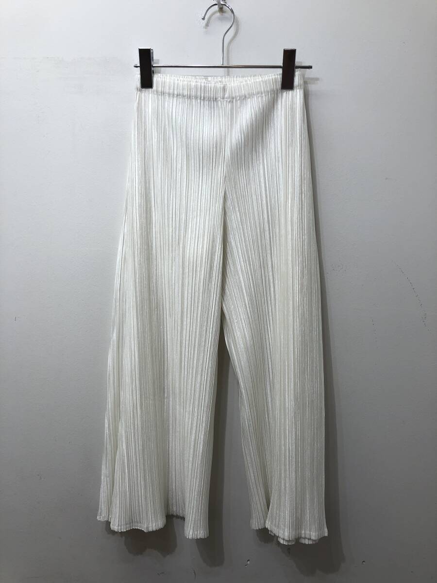 273☆PLEATS PLEASE プリーツプリーズ☆イッセイミヤケ☆ワイドパンツ【１】白
