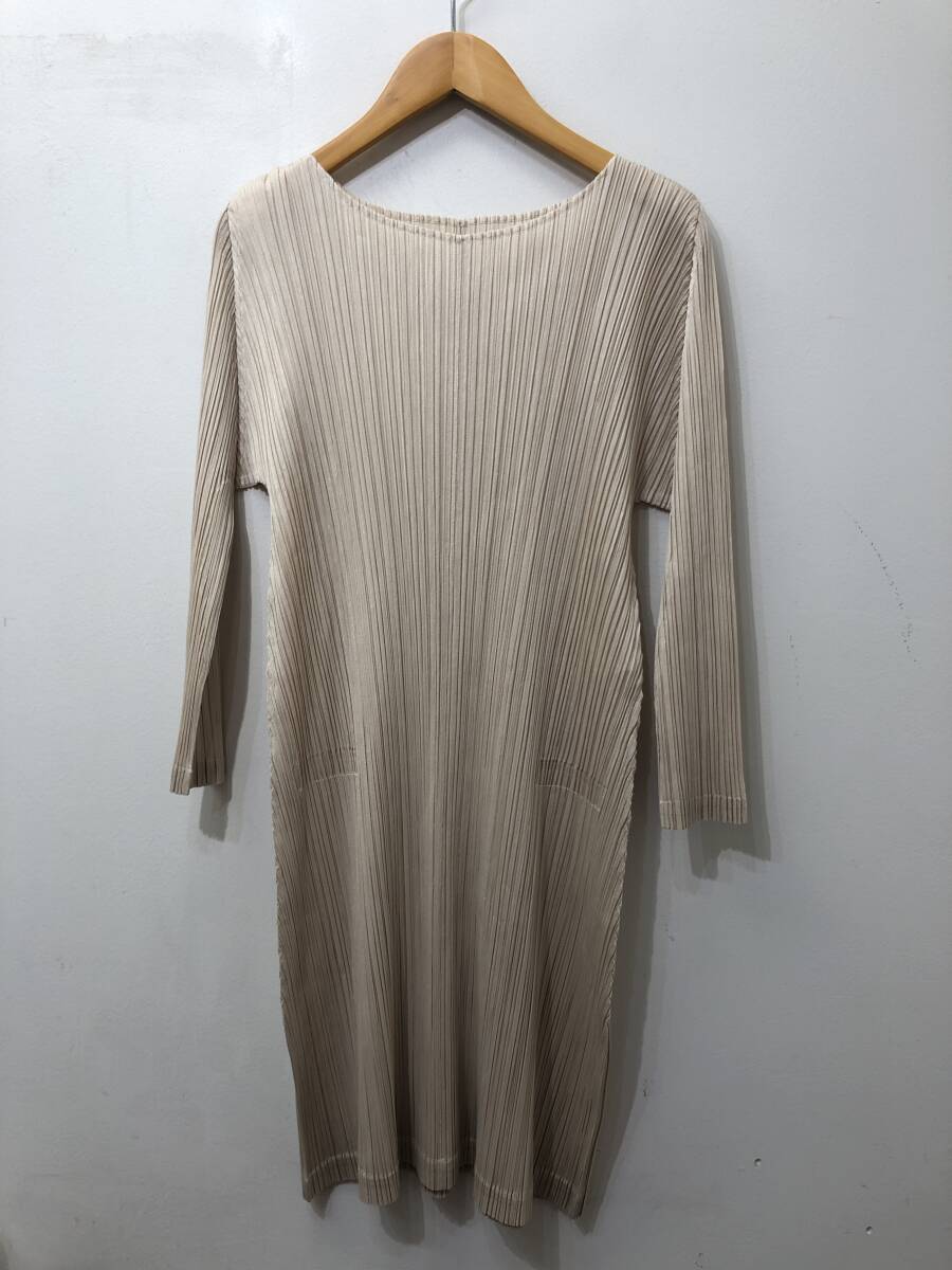 274☆PLEATS PLEASE プリーツプリーズ☆イッセイミヤケ☆チュニックワンピース【３】ベージュ