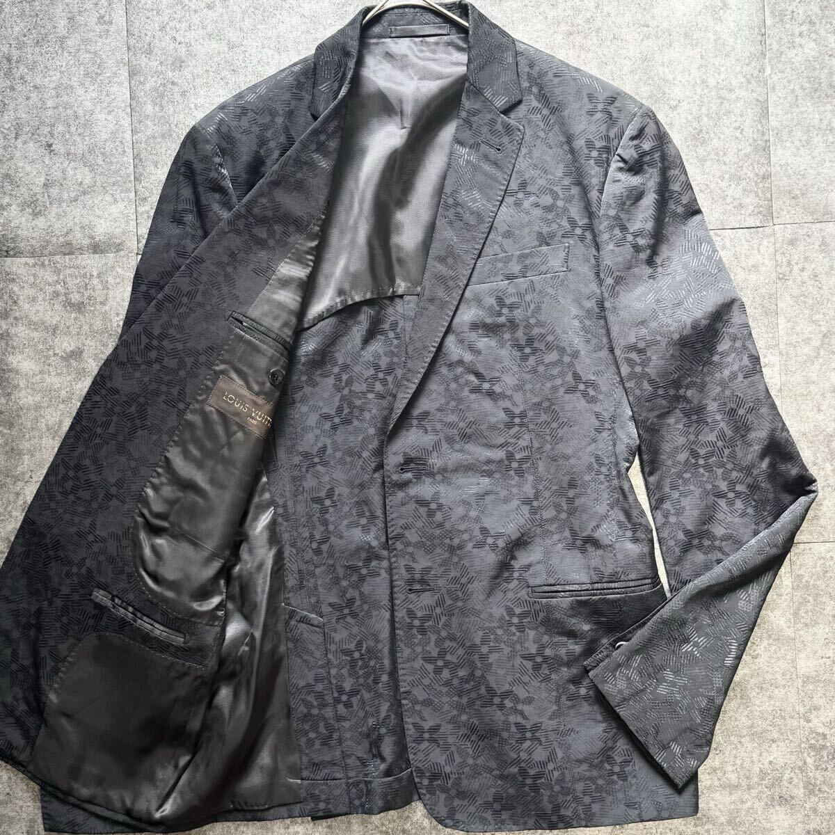 極美品/希少XLサイズ相当◎ルイヴィトン シャドーモノグラム 総柄 テーラードジャケット LOUIS VUITTON メンズ イタリア製 50