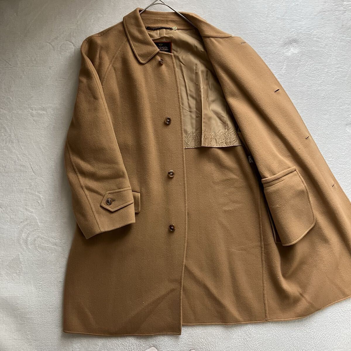 HERNO ヘルノ【繊維の宝石】カシミヤ100% バルマカーン ステンカラー ロング キャメル メンズ イタリア製 48