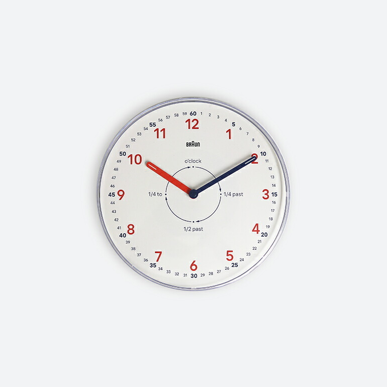 掛け時計 BRAUN ブラウン ウォールクロック アナログ 静か 23cm おしゃれ シンプル タイムティーチャー Wall Clock BC26TW
