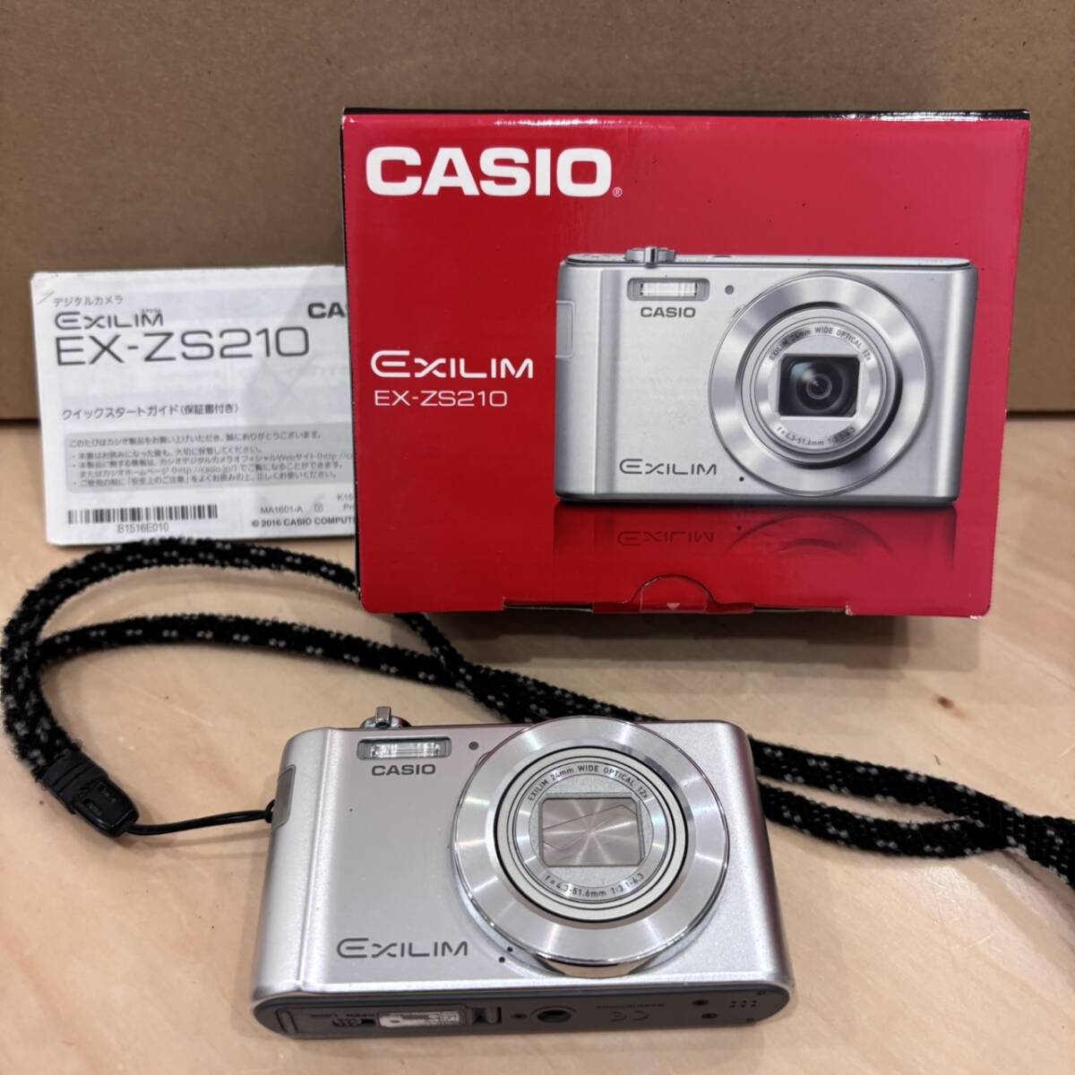 【O-5177】CASIO EXILIM EX-ZS210 コンパクトデジカメ ケーブル バッテリー付き 通電のみ確認済み