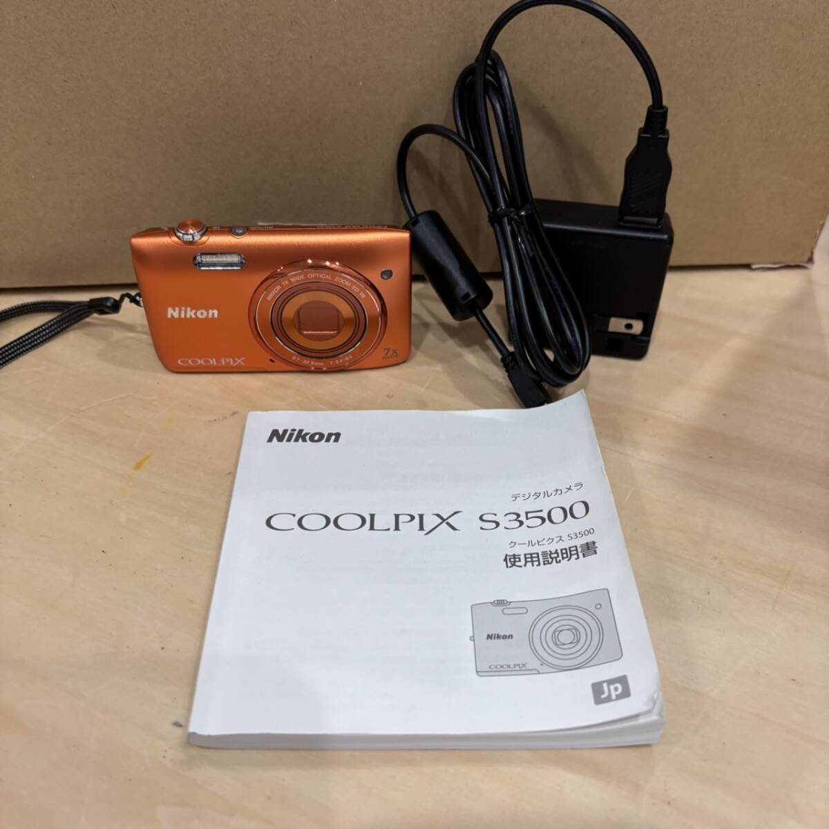 【O-5191】Nikon COOLPIX S3500 コンパクトデジタルカメラ オレンジ ケーブルあり 通電のみ確認済み