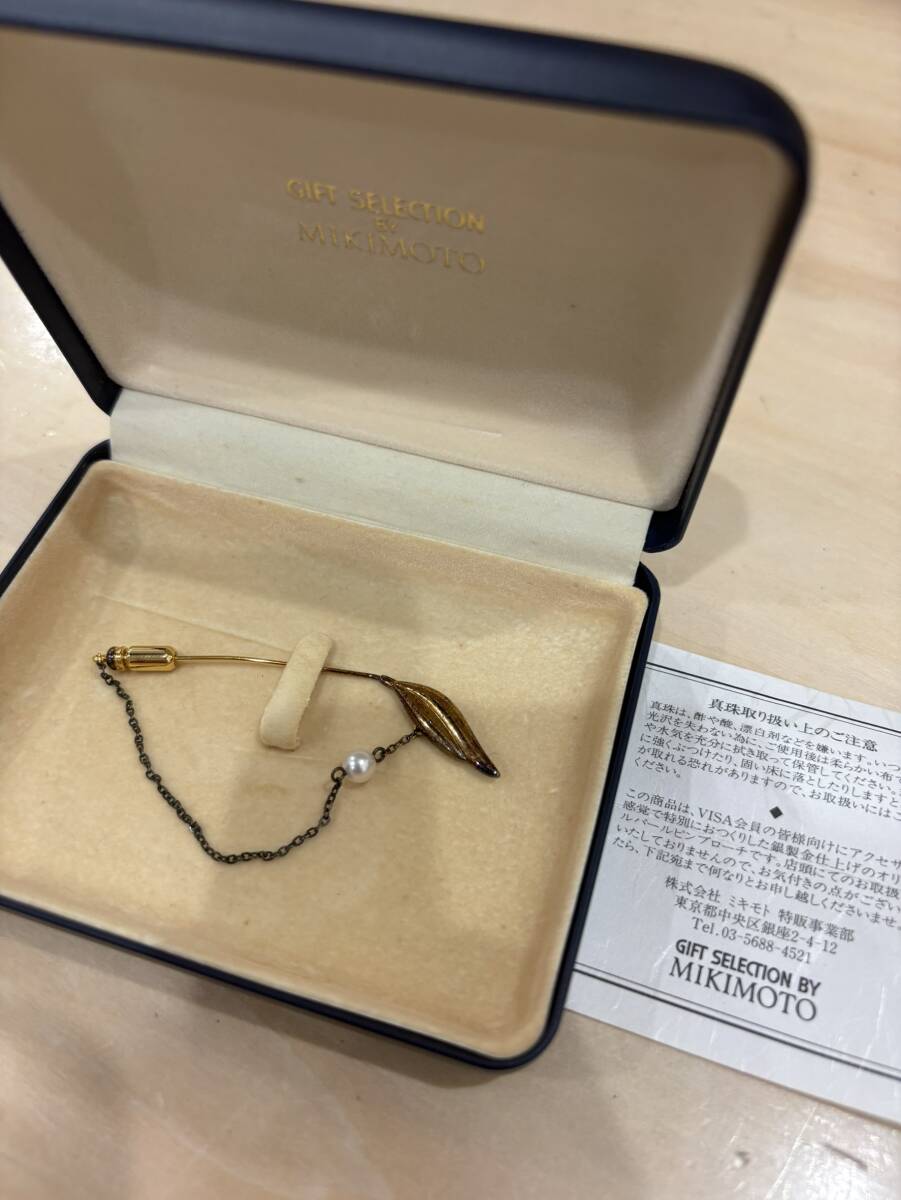 【O-4368】MIKIMOTO パール付きピンブローチ SV925 VISA会員限定商品 総重量約2.3ｇ 銀 銀アクセサリー ヴィンテージ ジャンク