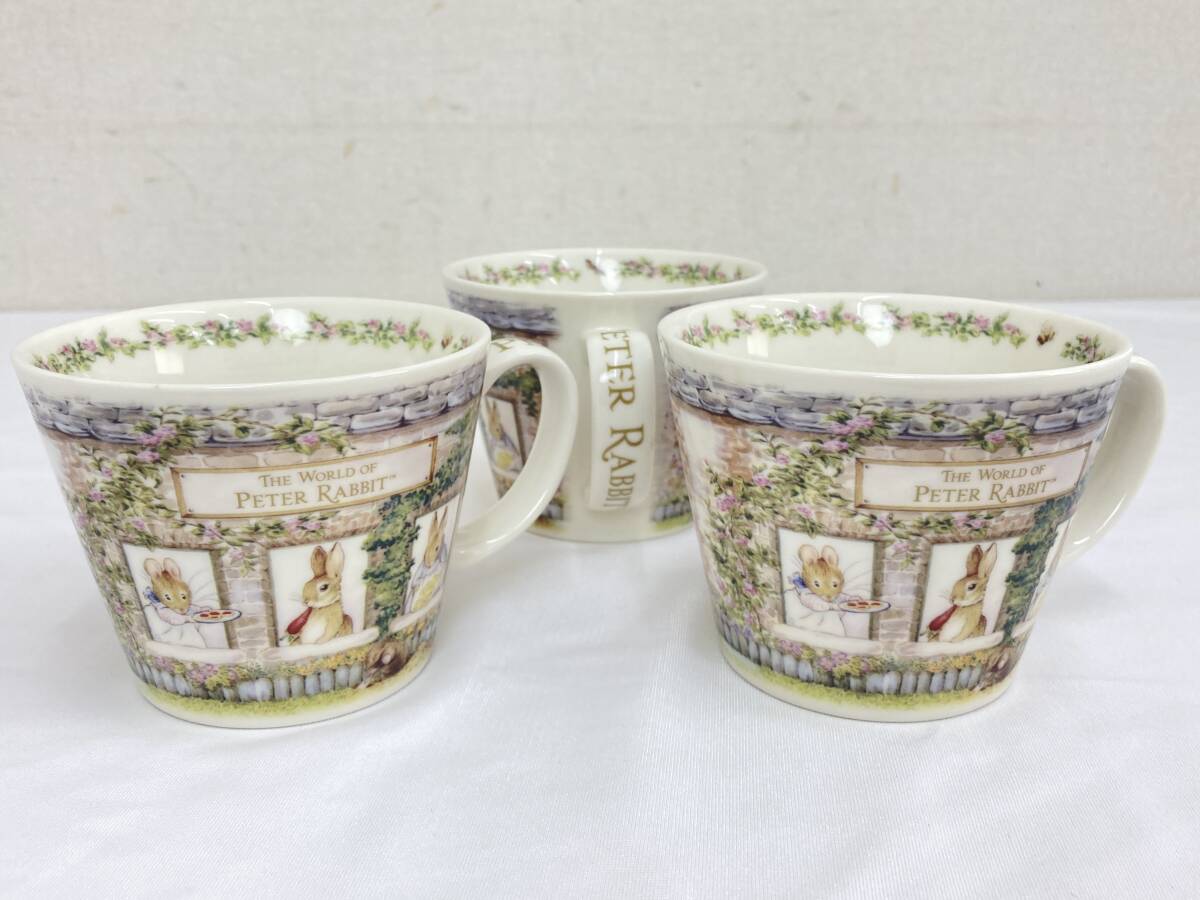 Peter Rabbit スープマグ 3点セット ピーターラビット ハウス柄 スープカップ ビッグマグ 高さ:約8.5㎝ 洋食器 中古現状品【IE183】(i)/
