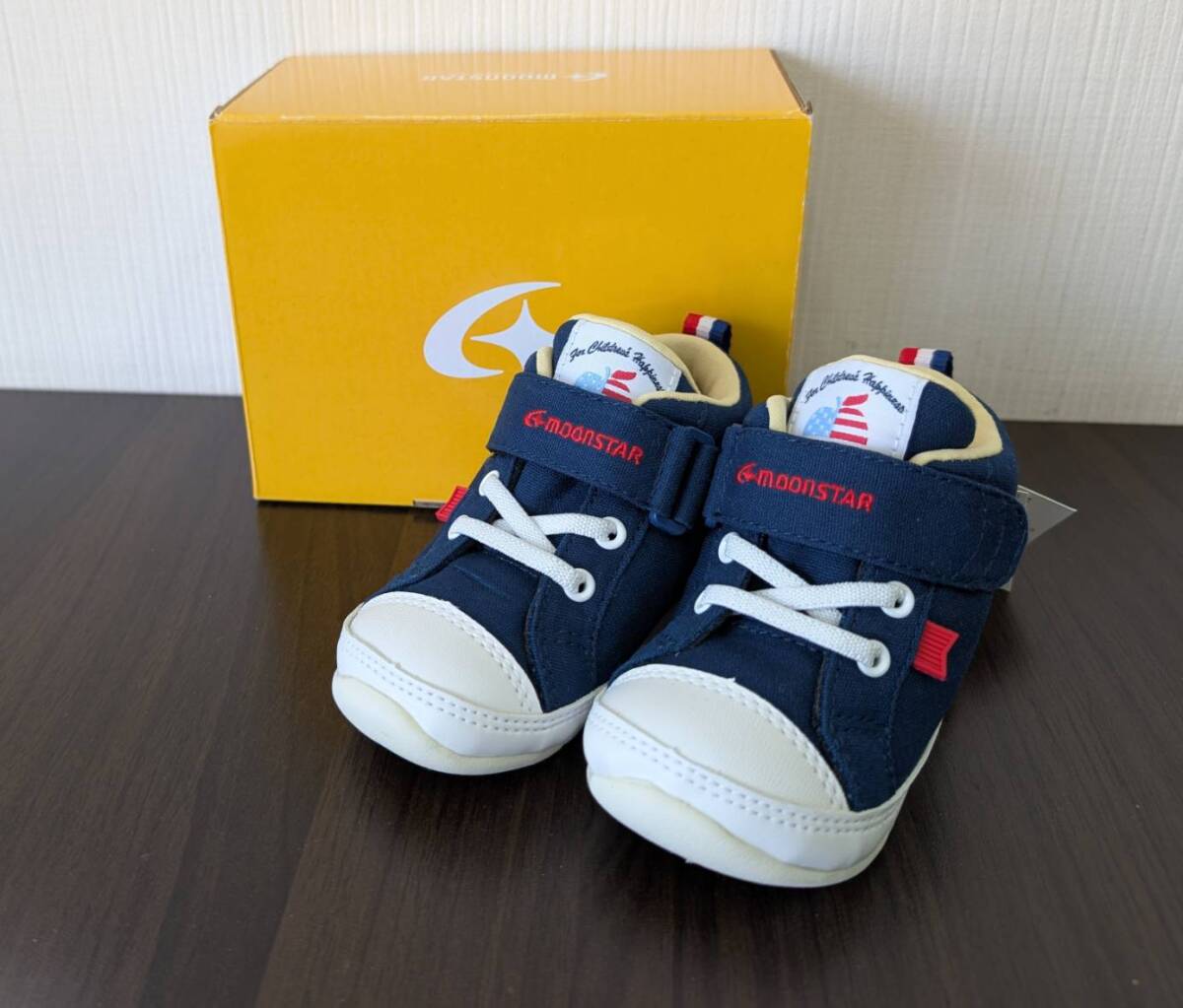 [未使用] MOONSTAR/ムーンスター スニーカー MS-B601 13.0cm ネイビー/NAVY/紺 白 赤 トリコロール 甲皮=合成皮革 底=合成底 月星 同梱可