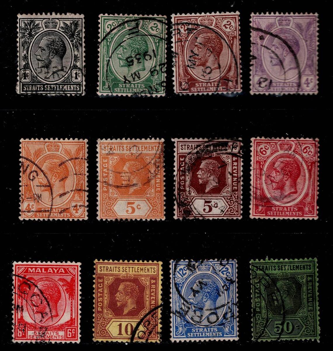 ★英領・海峡植民地　1921～32年　ジョージ5世　12種