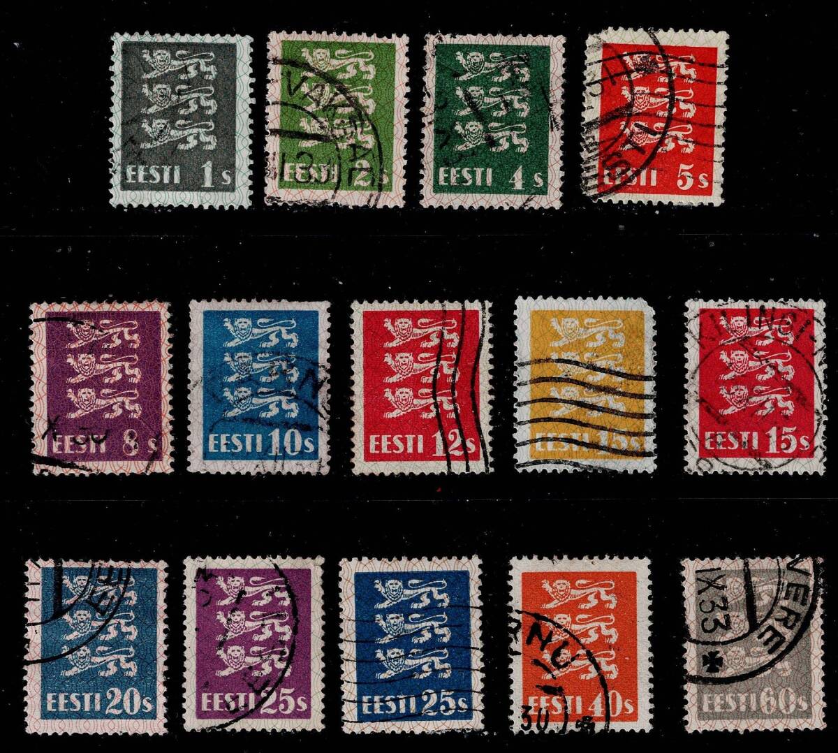 ★エストニア　1928～40年　紋章シリーズ　14種