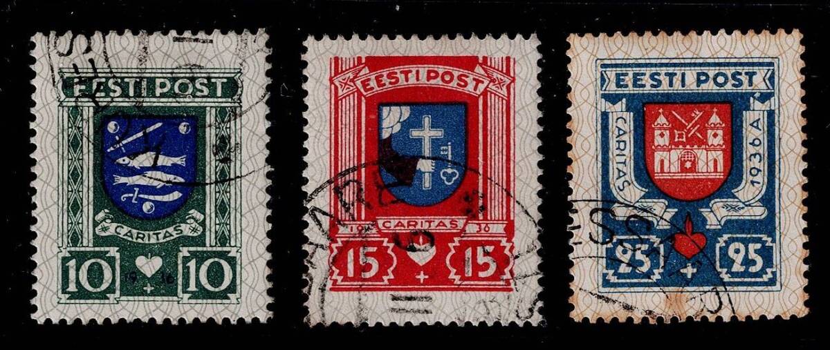 ★エストニア　寄付金　1936年　紋章　3種