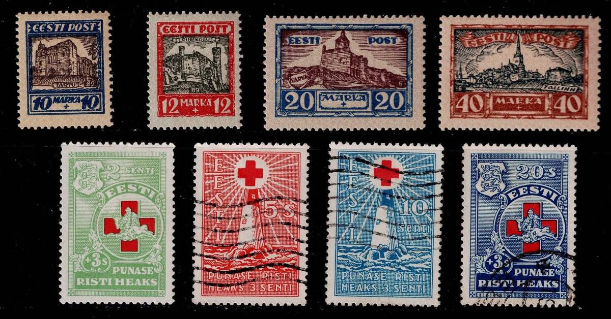 ★エストニア　寄付金　1927・31年　赤十字4種セット他　8種