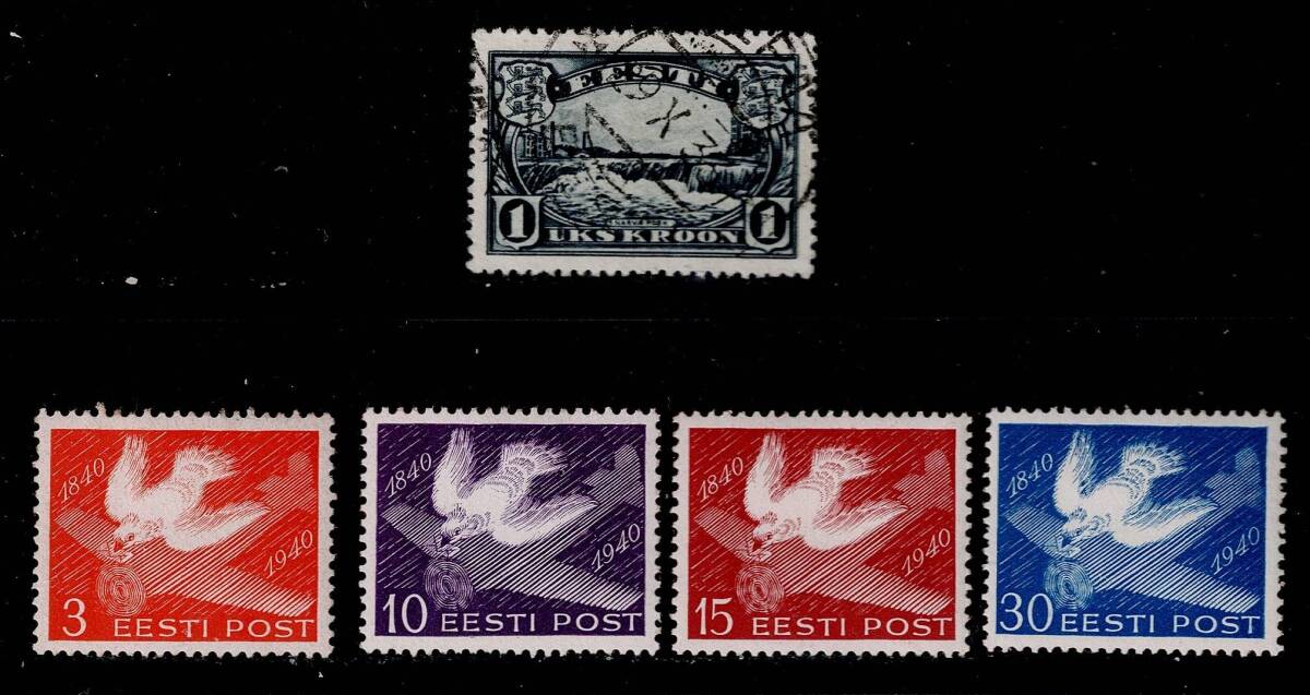 ★エストニア　1940年　切手発行110周年4種セット他　5種