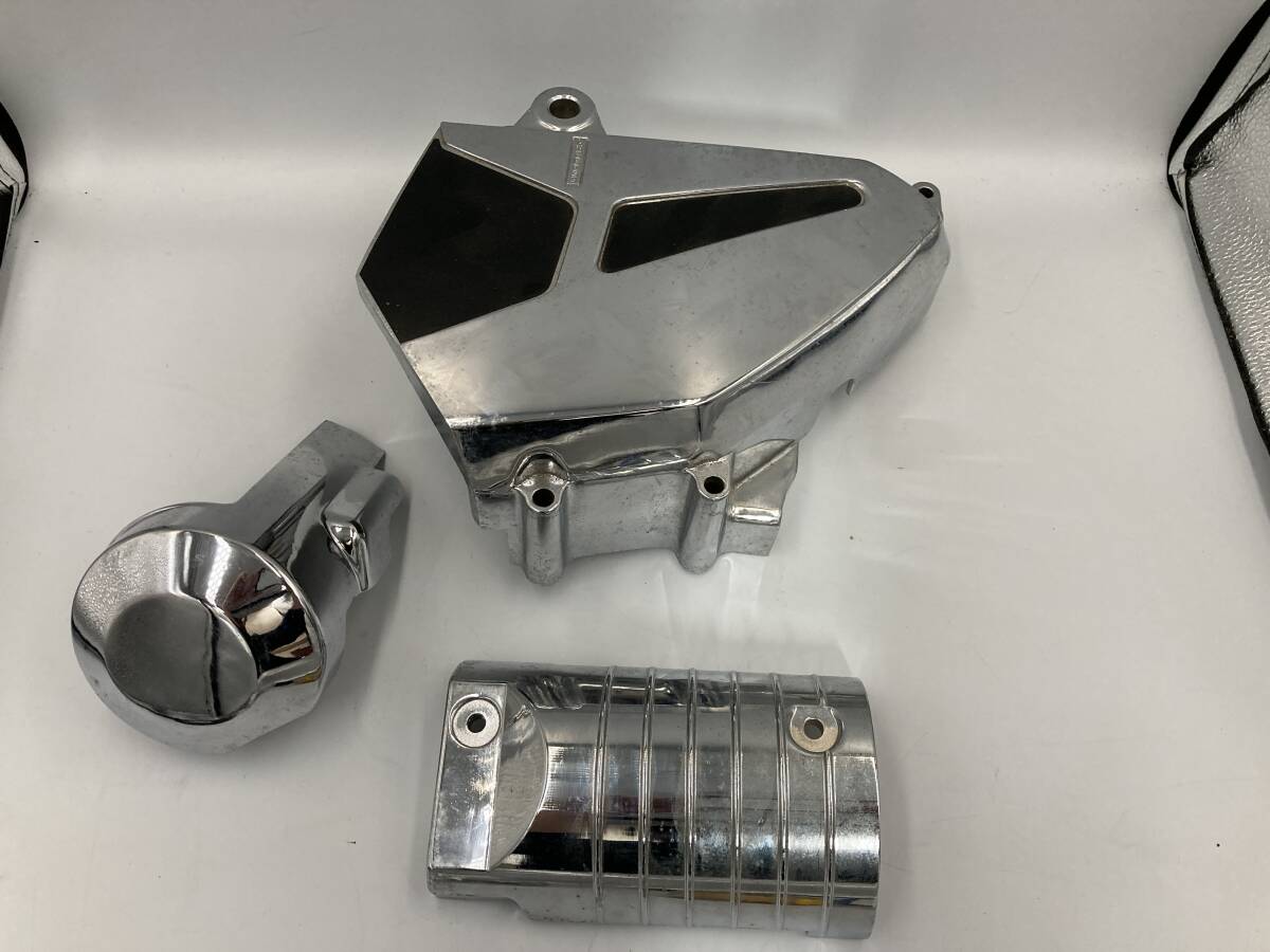 ゼファー400 ZR400C 純正 セルモーターカバー & スプロケットカバー エンジンカバー メッキ加工 程度良好 ZEPHYR400 ZR400Gカイχ ゼファー