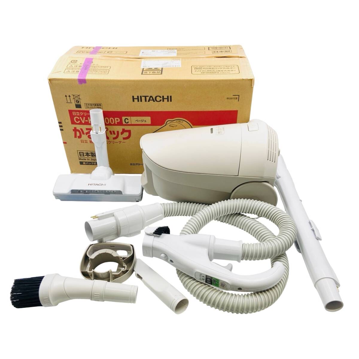 1円〜 日立 キャニスター掃除機 かるパック CV-KP900P-C ベージュ 紙パック式 2025年製 【MY0525】