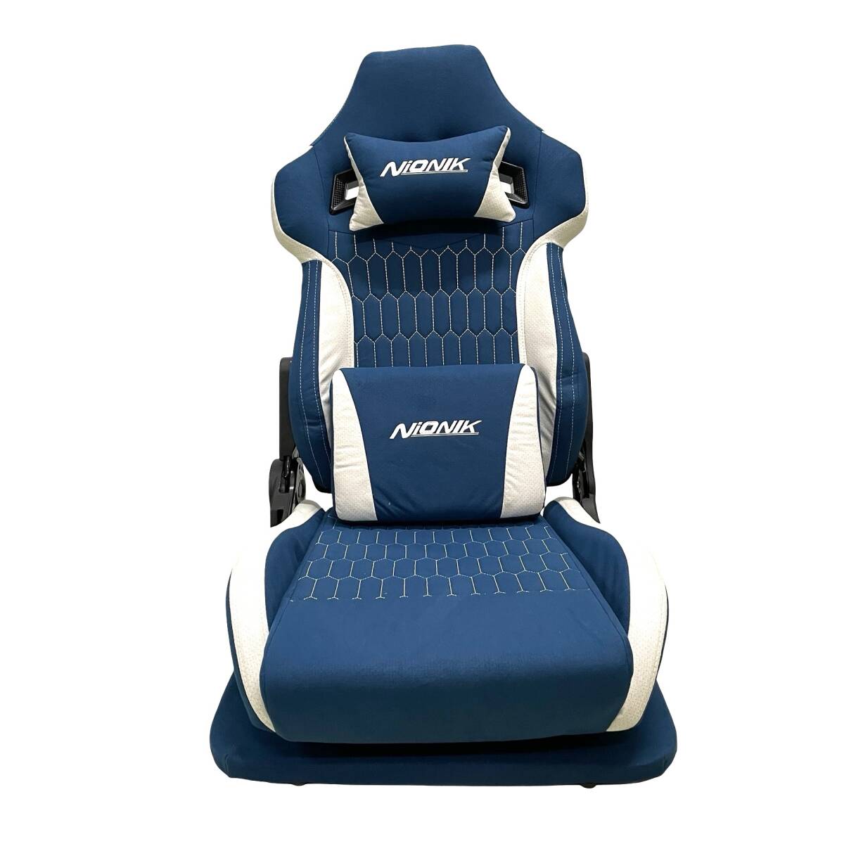 NIONIK ゲーミング座椅子 ファブリック 回転 180度リクライニング ブルー イス 椅子 事務 美品 【大田区倉庫現地引取or家財便】
