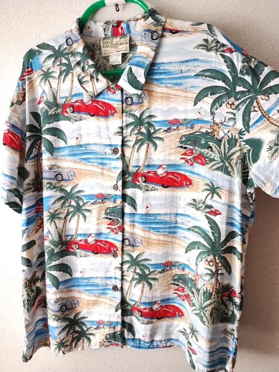ヴィンテージ Reyn Spooner アロハシャツ L 総柄 レインスプーナー 古着 90s 半袖 ユニセックス ハワイアンシャツ ハワイ製 クリスマス限定