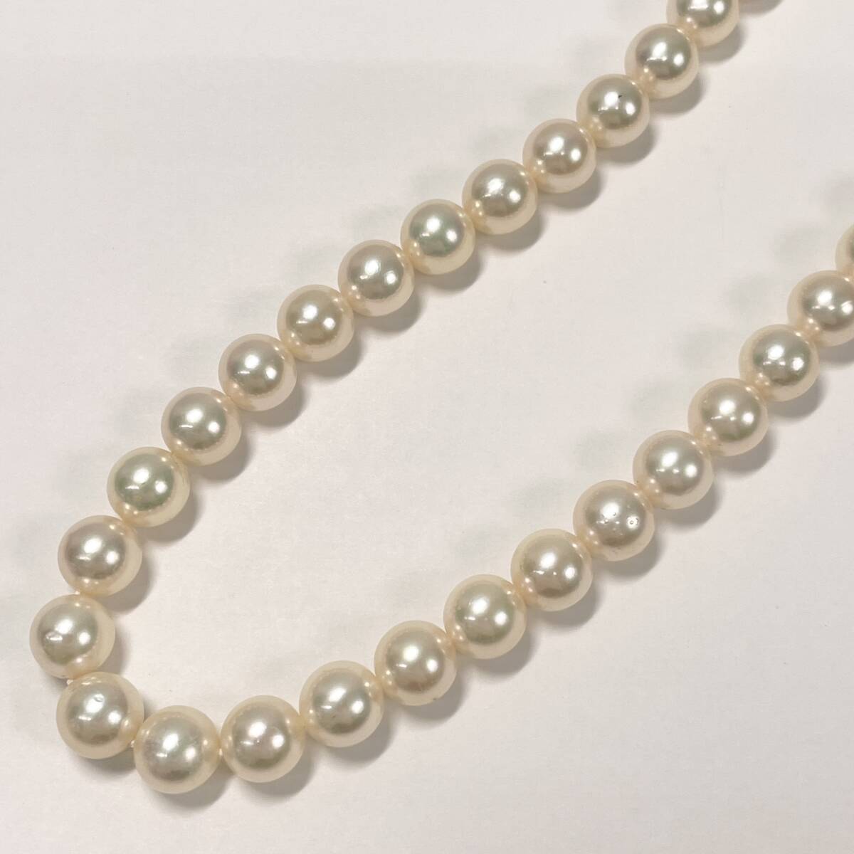 2604B0516 真珠 パール ネックレス 重量約30.4g 全長約42.5cm 留具SILVER刻印有 約6.5～7mm玉