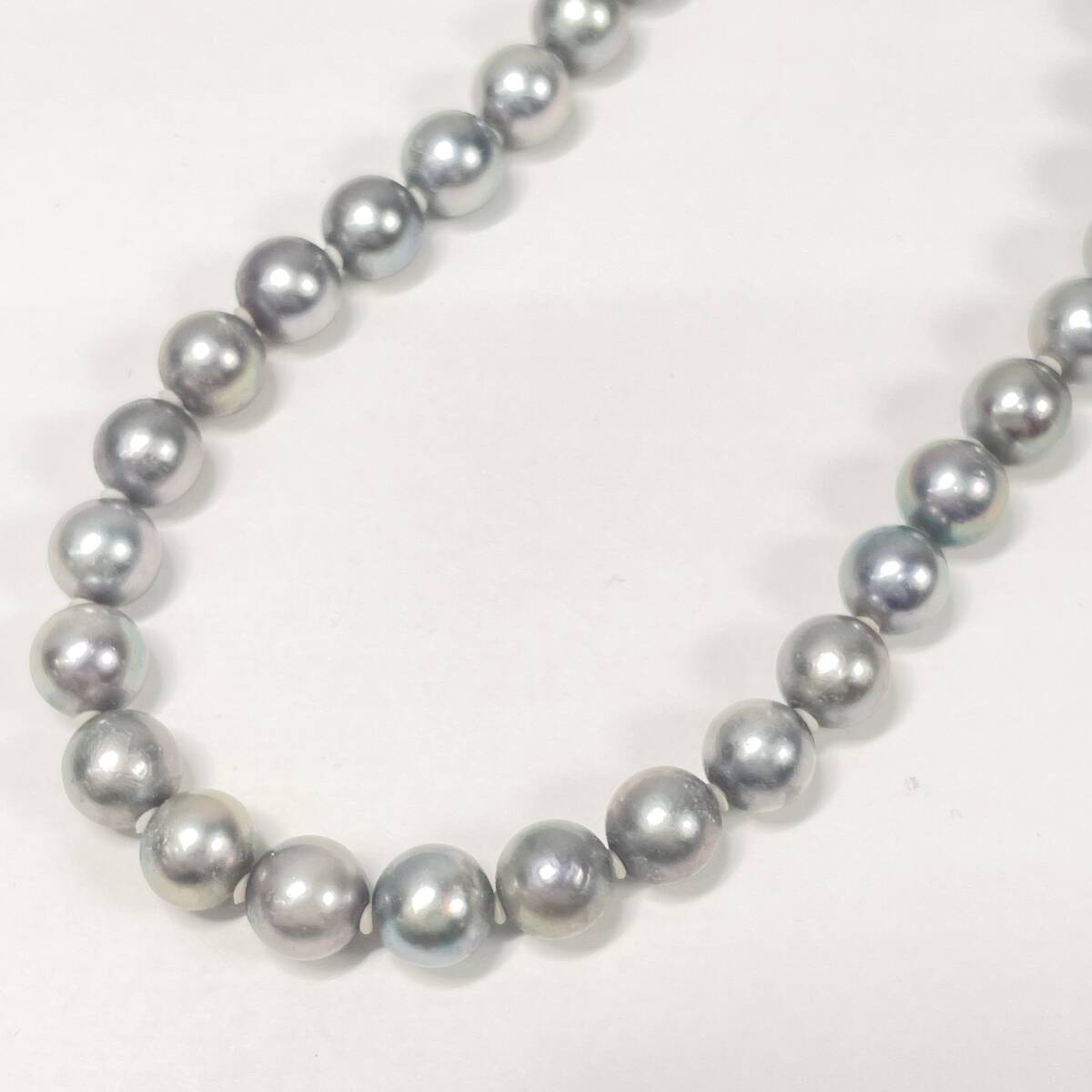 2604B0608 真珠 パール ネックレス 重量約33.7g 全長約46.2cm 留具SILVER刻印有 約7～7.5mm玉
