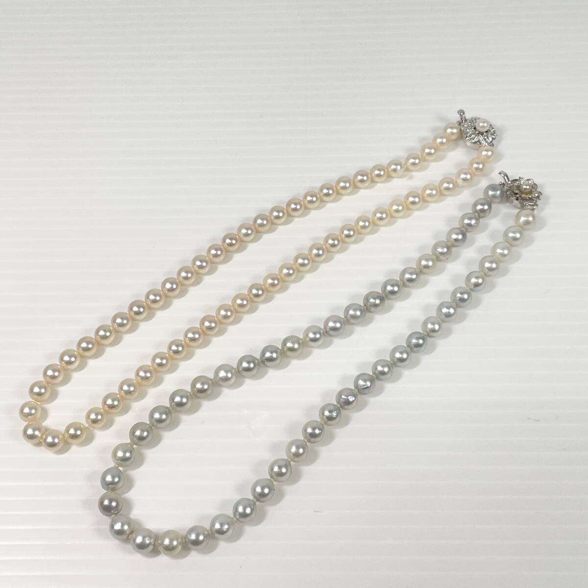 2604B0613 真珠 パールネックレス 留具SILVER刻印有 計2点①