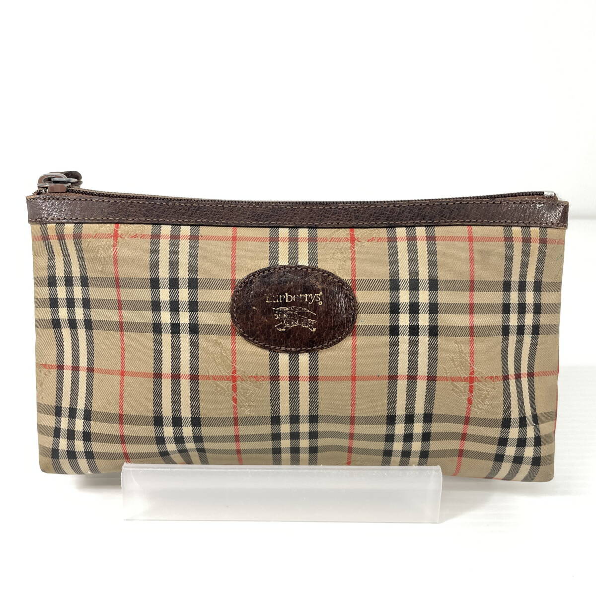 2604B0802 Burberrys バーバリー ノバチェック ポーチ キャンバス×レザー