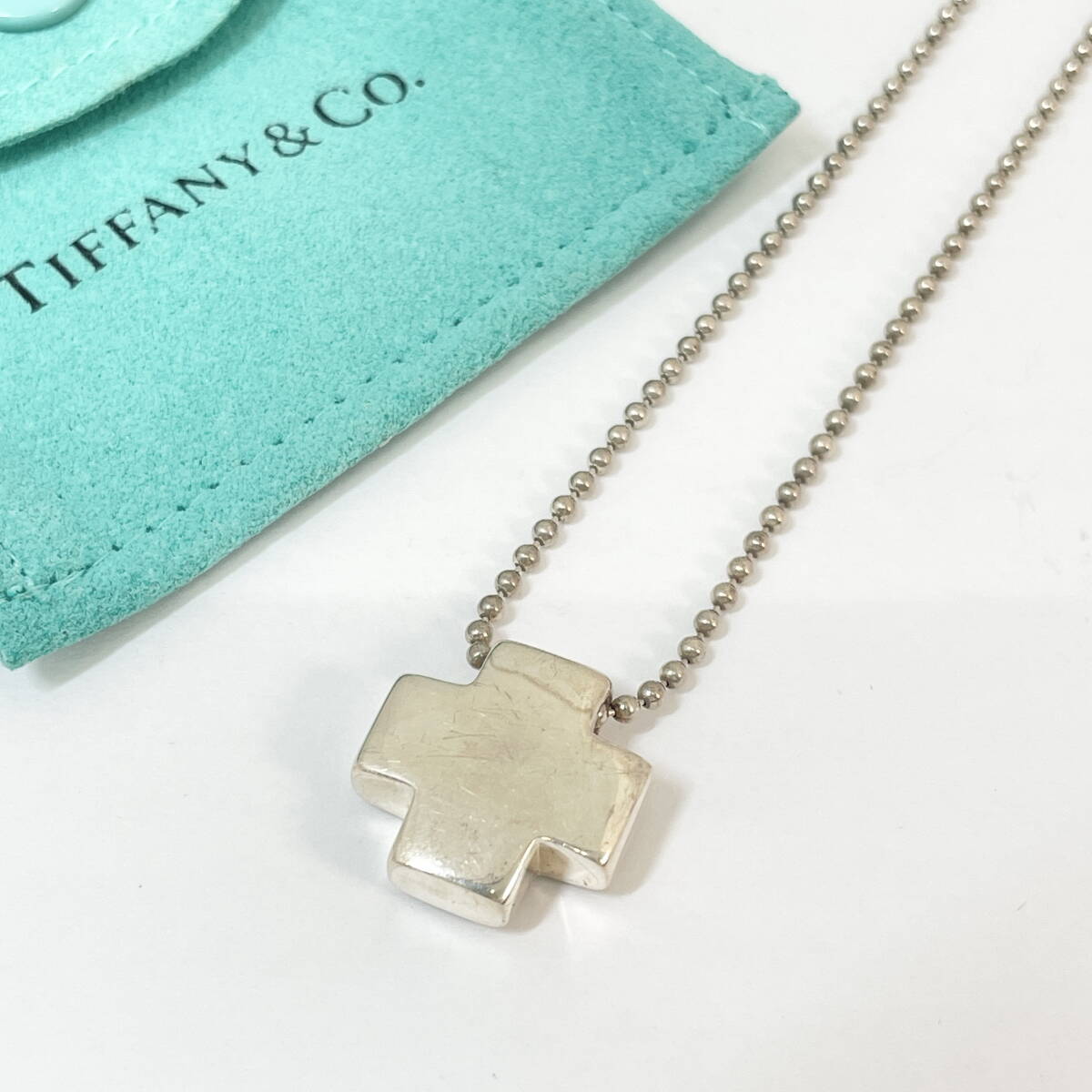 2604B0811 TIFFANY&Co. ティファニー ローマンクロス ボールチェーンネックレス 重量約14.2g 全長約40.5cm 925刻印有