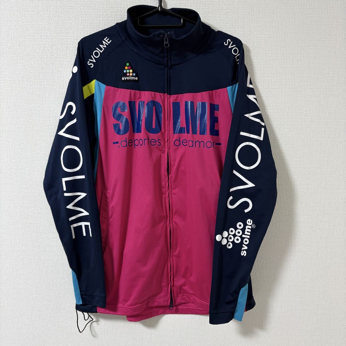 【美品　XL】SVOLME ジャージ ネイビー ピンク スボルメ スポーツウェア サッカー フットサル トレーニングウェア　