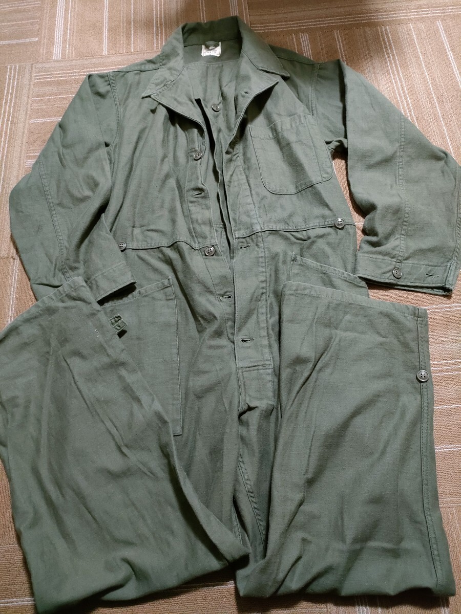 サイズ：L　良品　70s 米軍実物 USArmy OG-107 カバーオール COVERALLS ツナギ オールインワン ヴィンテージ つなぎ ミリタリー