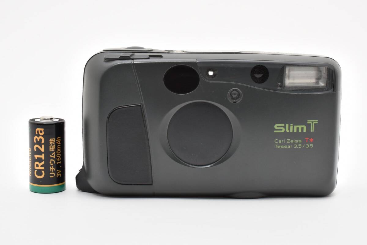 ★美品★ KYOCERA 京セラ Slim T Black コンパクトフィルムカメラ シャッター フラッシュ 液晶OK 動作確認済 (5442)