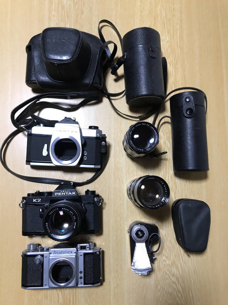 ★ Pentax ペンタックス K2 Black Spotmatic Asahiflex 35mm SLR Film Camera + 50-90mm f3.5 / 135mm f3.5 Lens ★#168